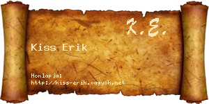 Kiss Erik névjegykártya